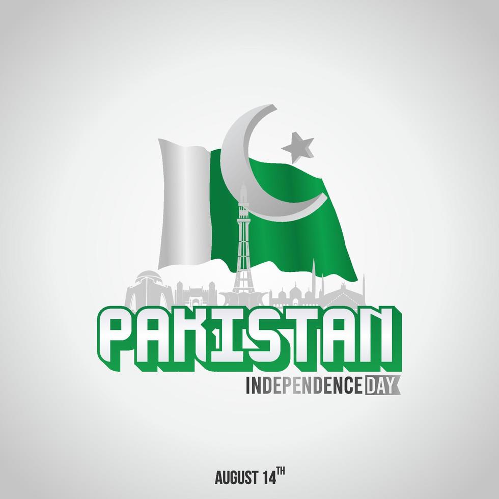 ilustración vectorial del día de la independencia de pakistán. adecuado para tarjetas de felicitación, afiches y pancartas. vector