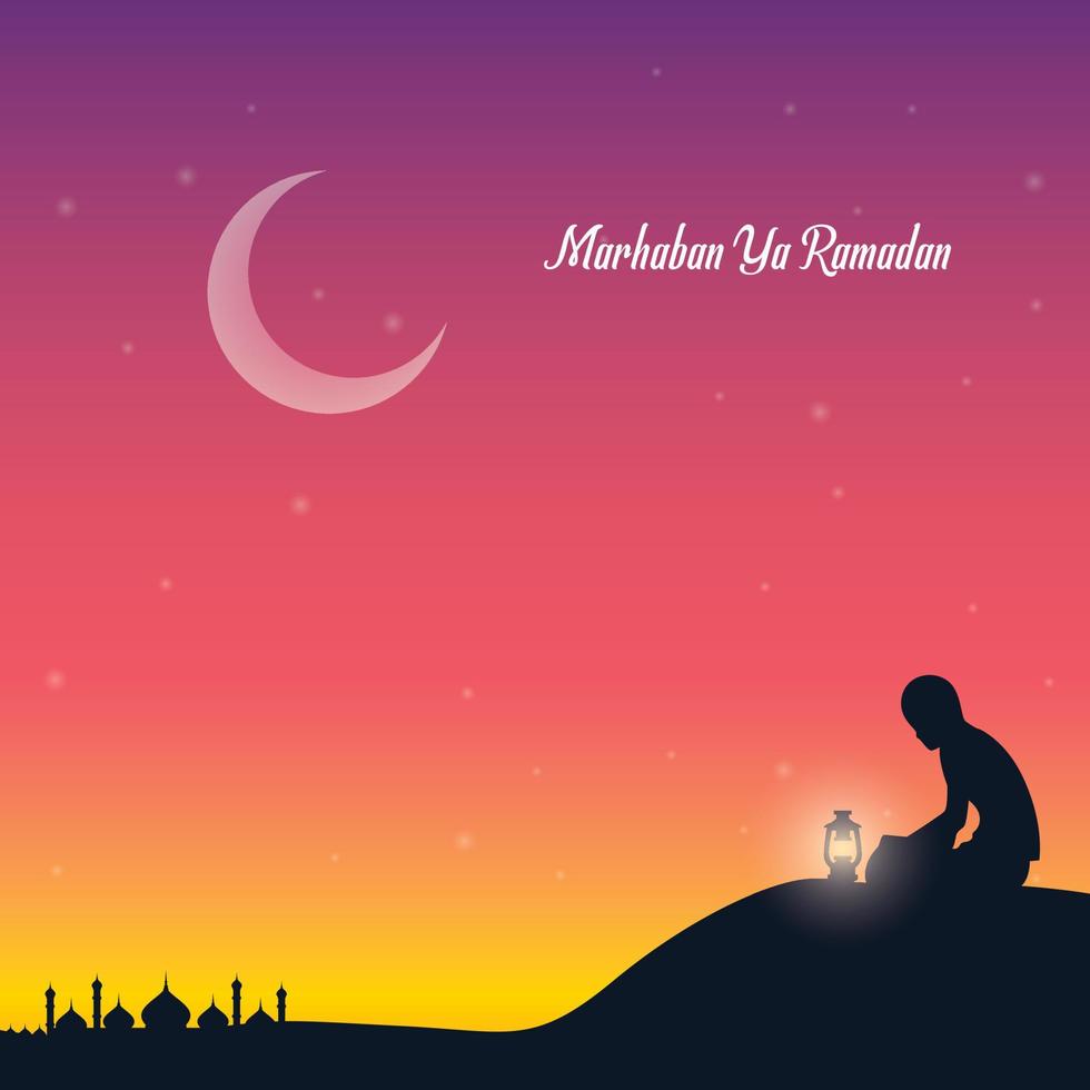 Ramadan Kareem Arabic greeting card vector illustration.Translation Generous Ramadhan