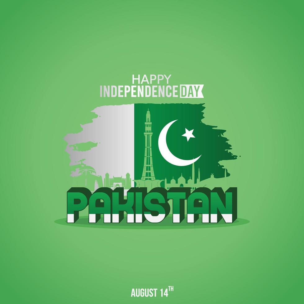 ilustración vectorial del día de la independencia de pakistán. adecuado para tarjetas de felicitación, afiches y pancartas. vector