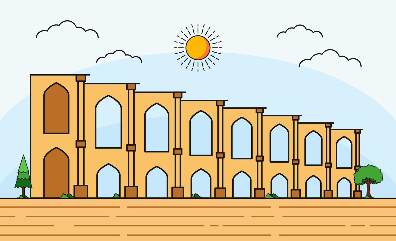 Ilustración de vector de edificio antiguo katara