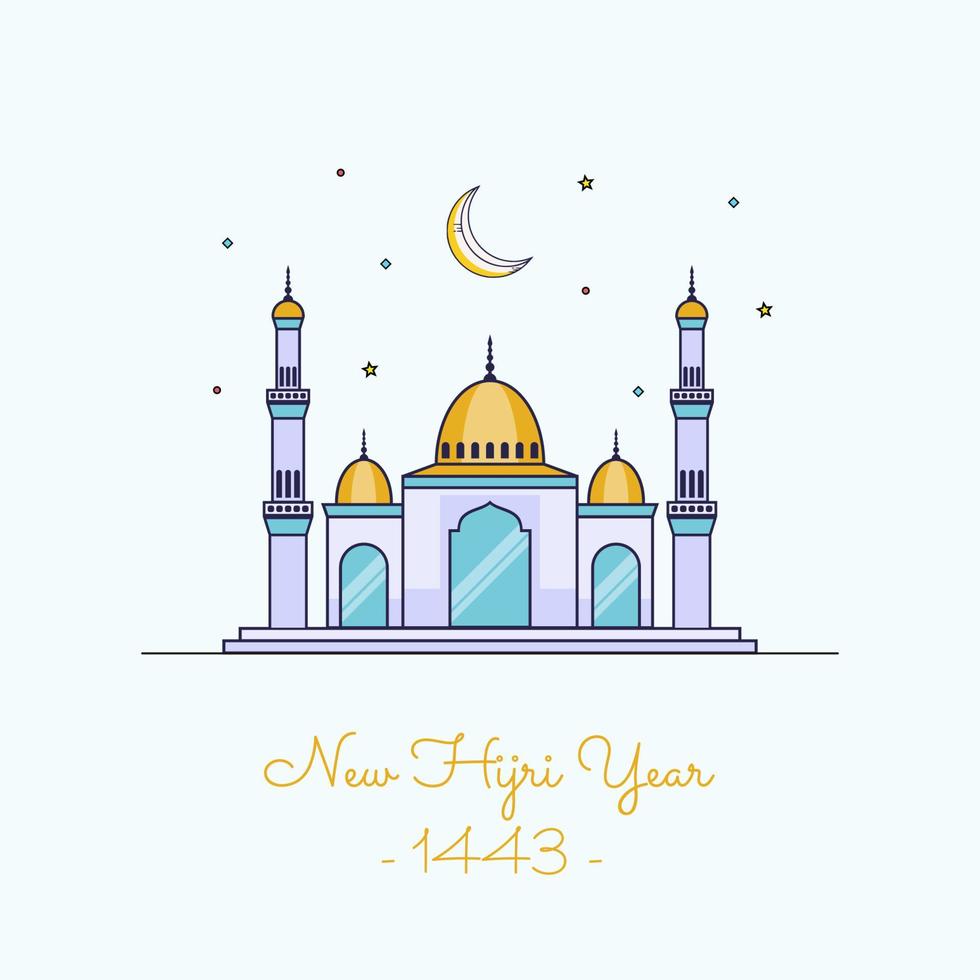 Vector illustration of happy new Hijri year 1443. Happy Islamic New Year. Graphic design for the decoration of gift certificates, banners and flyer.