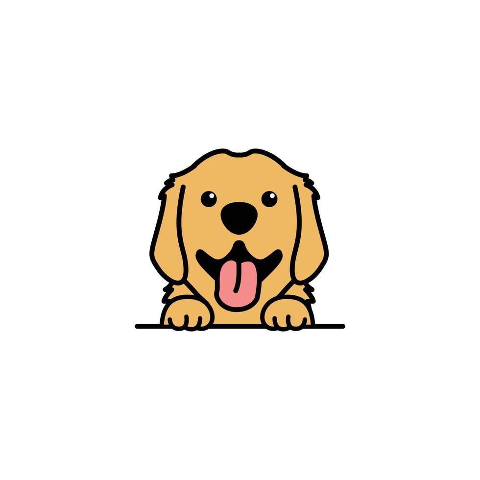 lindo, golden retriever, perrito, sonriente, caricatura, vector, ilustración vector