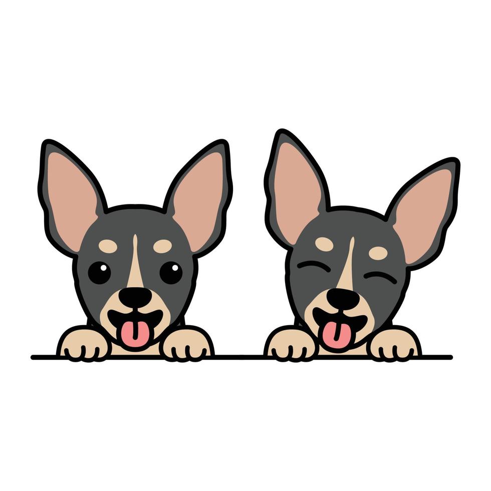 Cute black chihuahua puppy cartoon, vector illustration