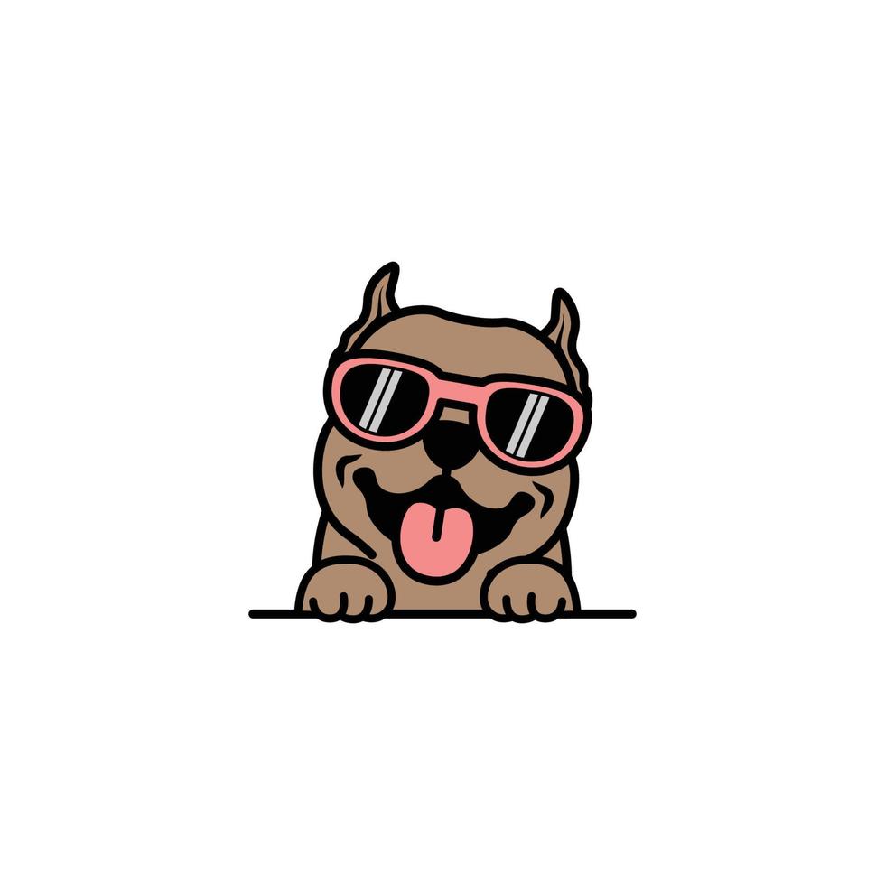 Lindo perro pitbull con dibujos animados de gafas de sol, ilustración vectorial vector