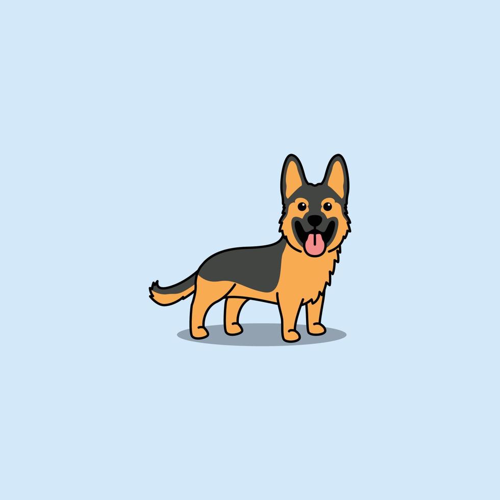 Cute german shepherd dog cartoon, vector illustration