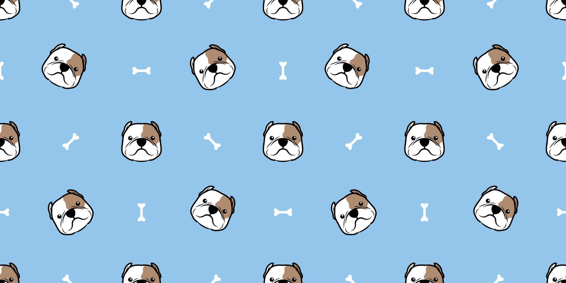 Cute american bully dog cartoon seamless pattern, vector illustration