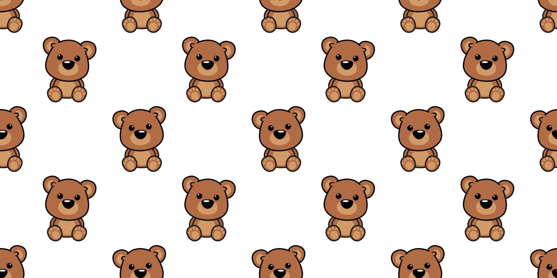 Cute bear cartoon seamless pattern, vector illustration