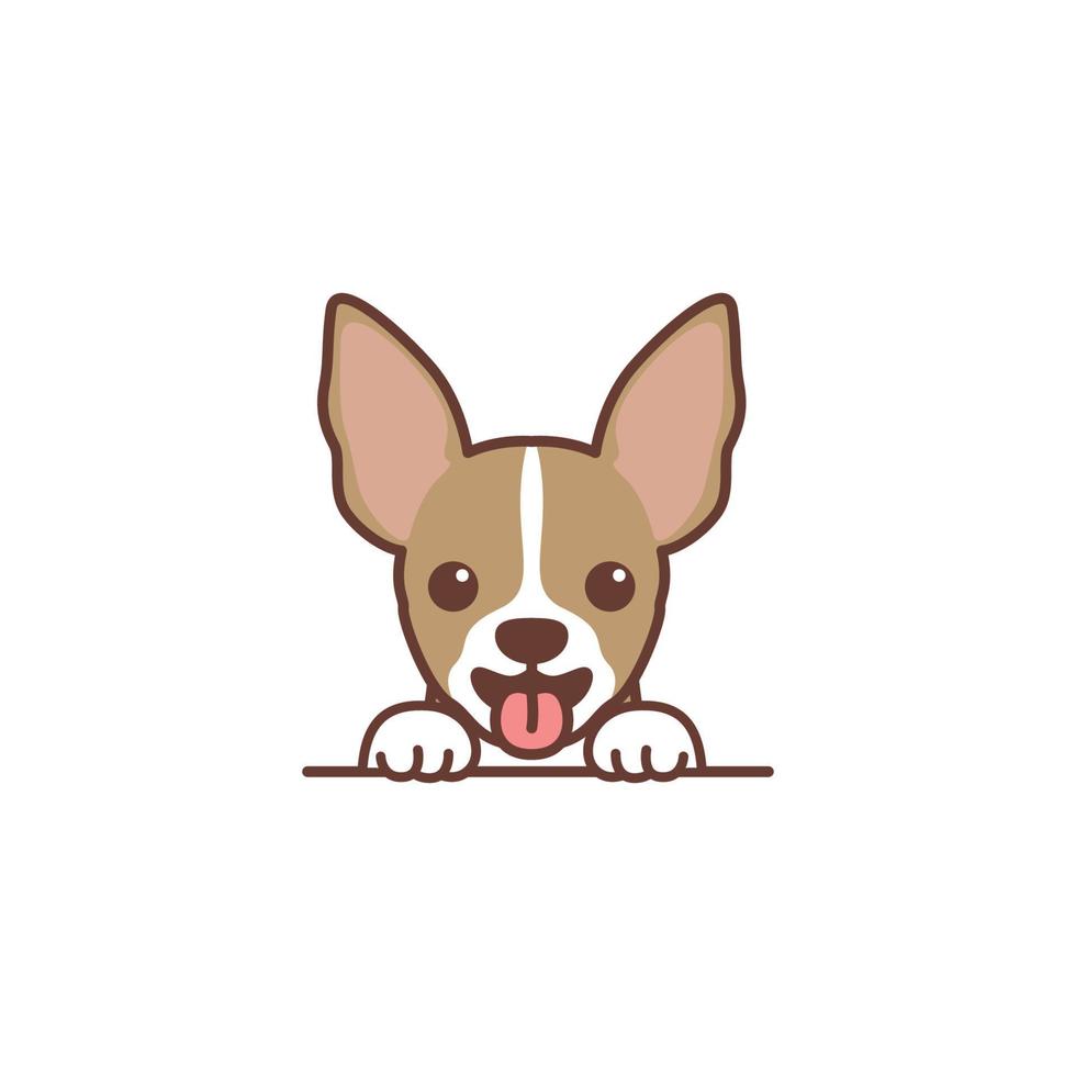 Cute chihuahua cachorro sonriente caricatura, ilustración vectorial vector