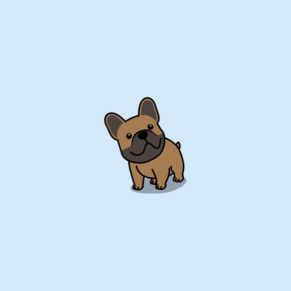 Cute brown french bulldog cartoon, vector illustration