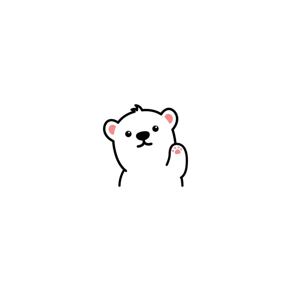 Cute polar bear waving paw cartoon icon, vector illustration 6936481 ...