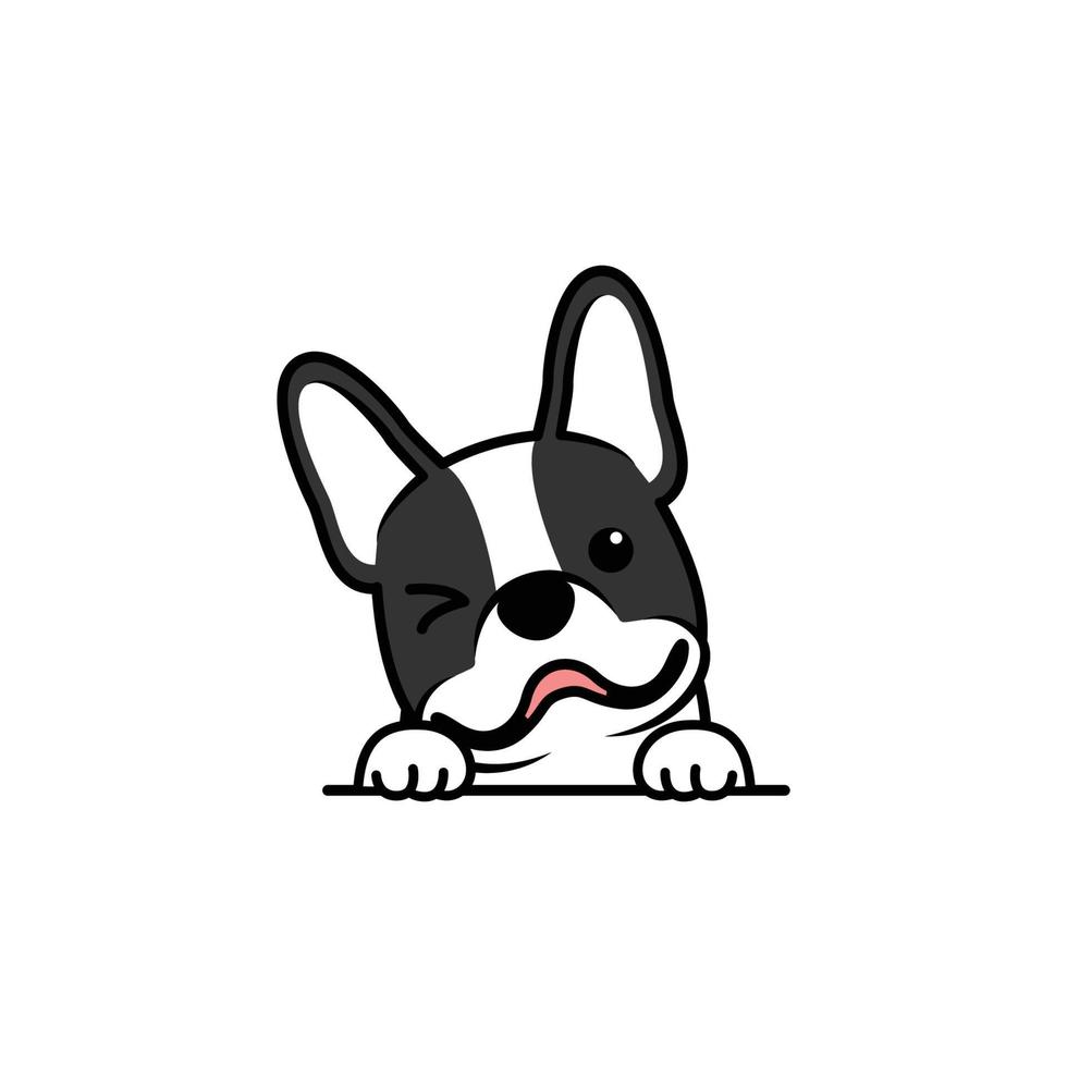 lindo cachorro de bulldog francés guiñando un ojo caricatura, ilustración vectorial vector