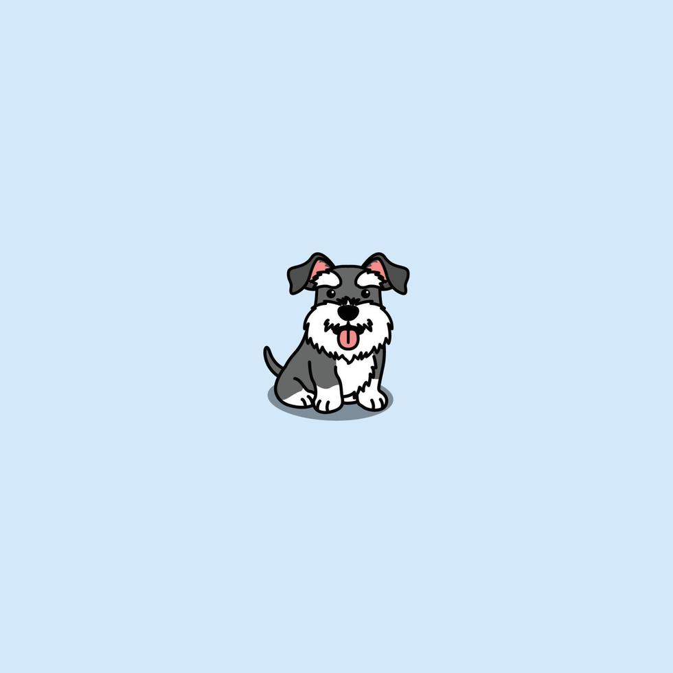 lindo cachorro schnauzer miniatura sentado caricatura, ilustración vectorial vector