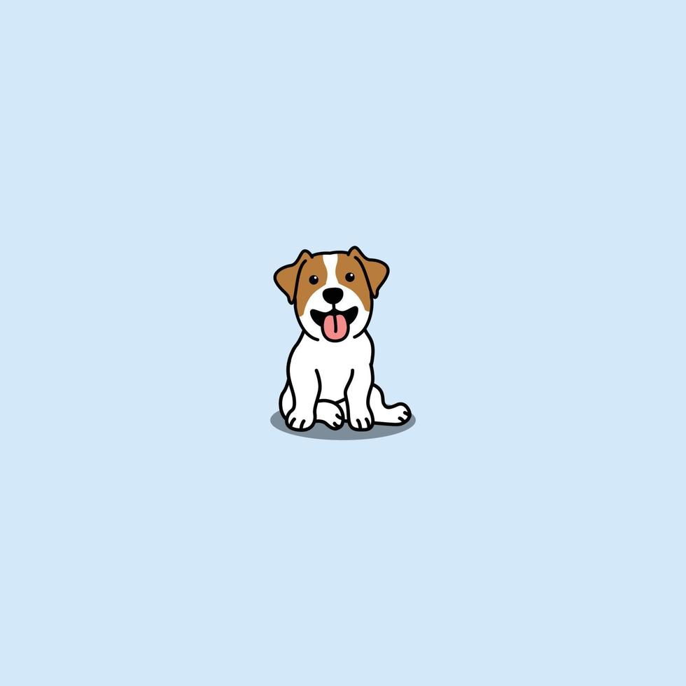 Cute jack russell terrier dog sitting cartoon, vector illustration