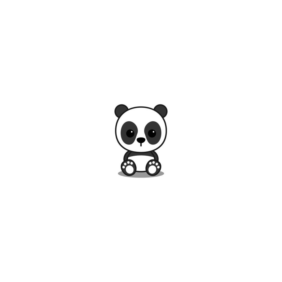 Cute panda sitting cartoon, vector illustration