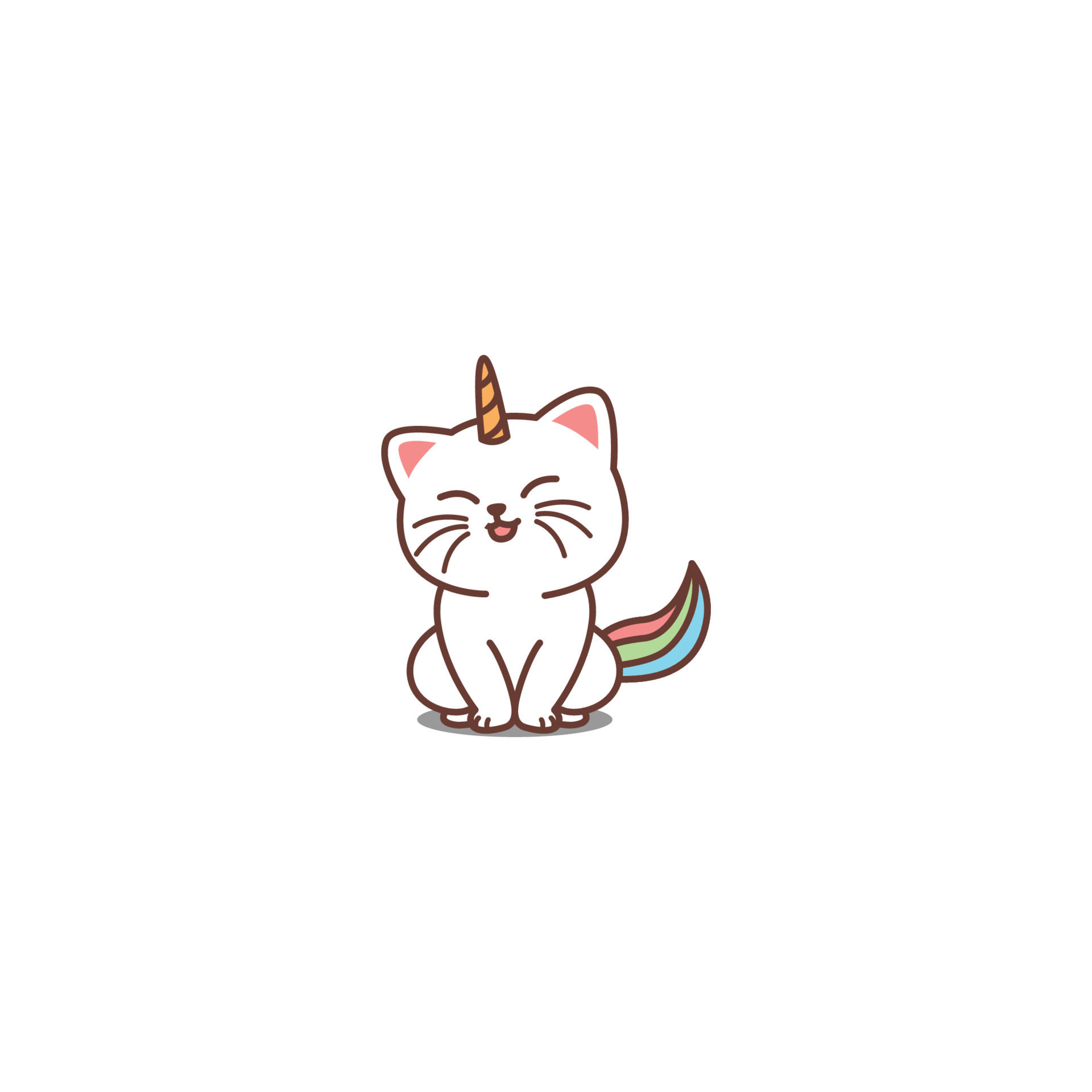 Cute unicorn cat cartoon, vector illustration 6936492 Vector Art ...