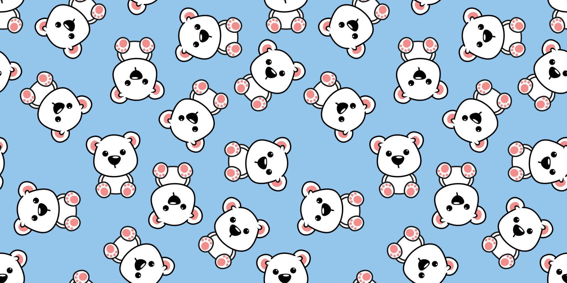 lindo oso polar dibujos animados patrón sin costuras, ilustración vectorial vector