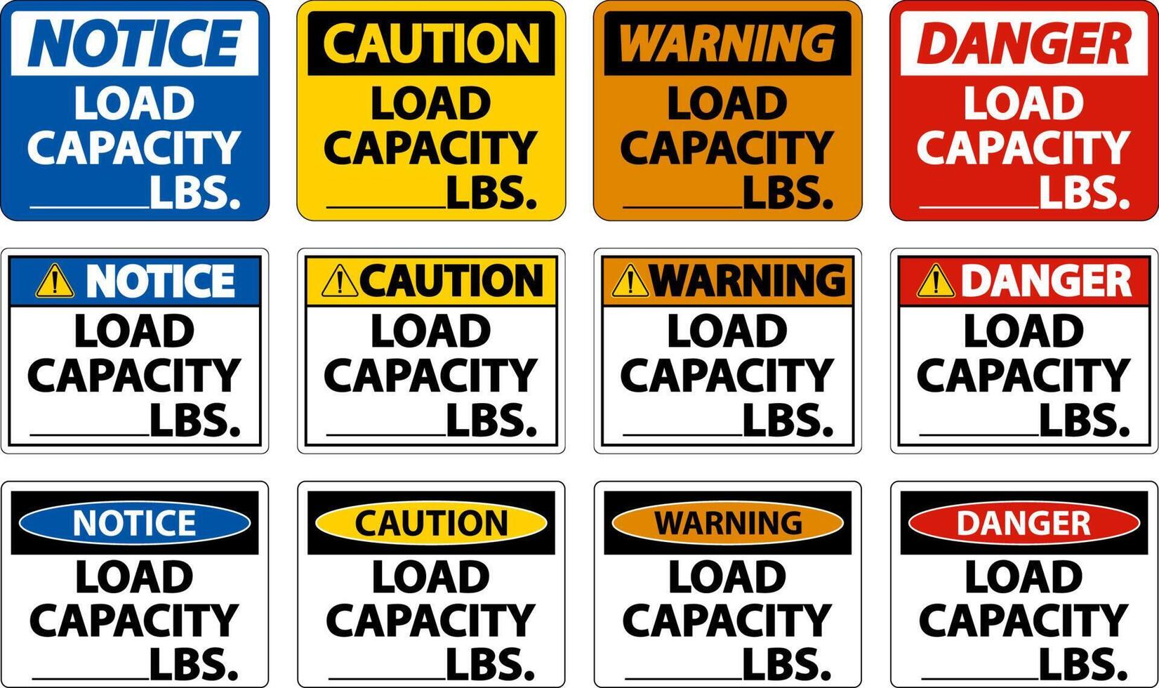 señal de etiqueta de capacidad de carga de precaución sobre fondo blanco vector