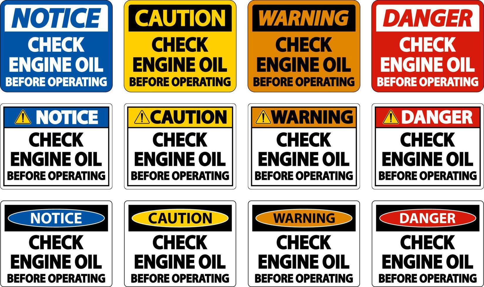 Check Oil Before Operating Label Sign On White Background vector