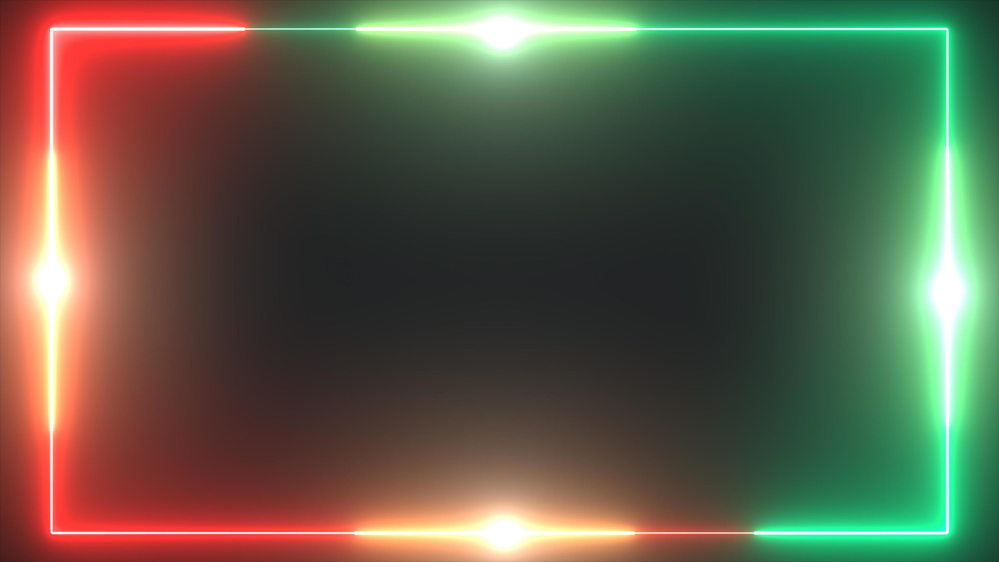 Glow red and green neon border background with flares