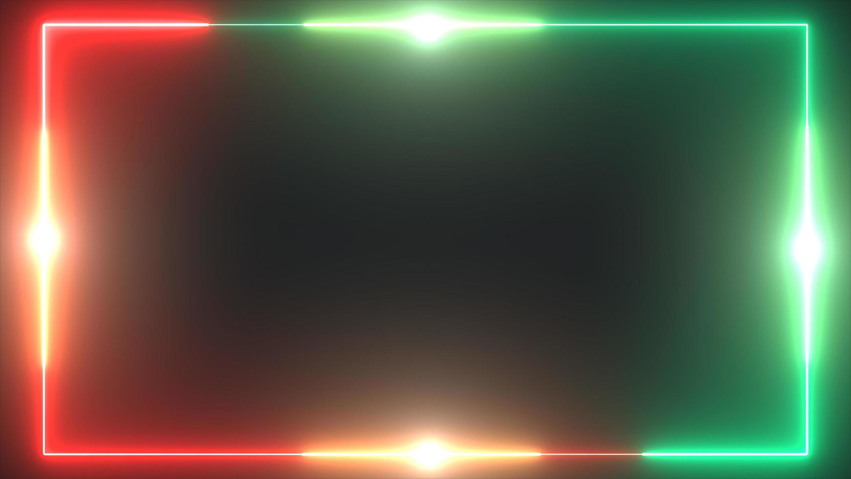 Glow red and green neon border background with flares photo