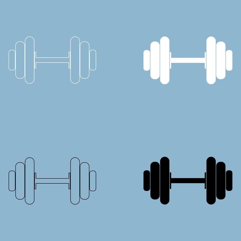 Dumbbell  the black and white color icon . vector