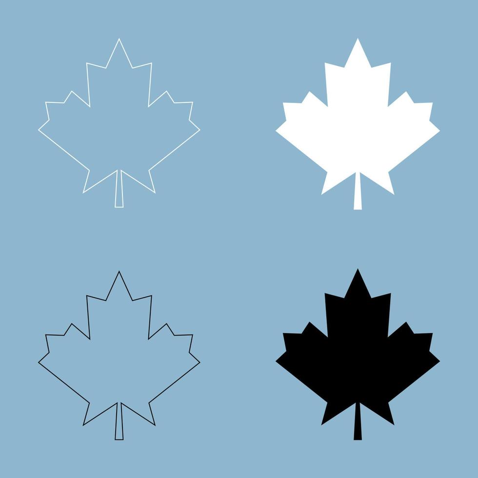 Maple leaf  the black and white color icon . vector