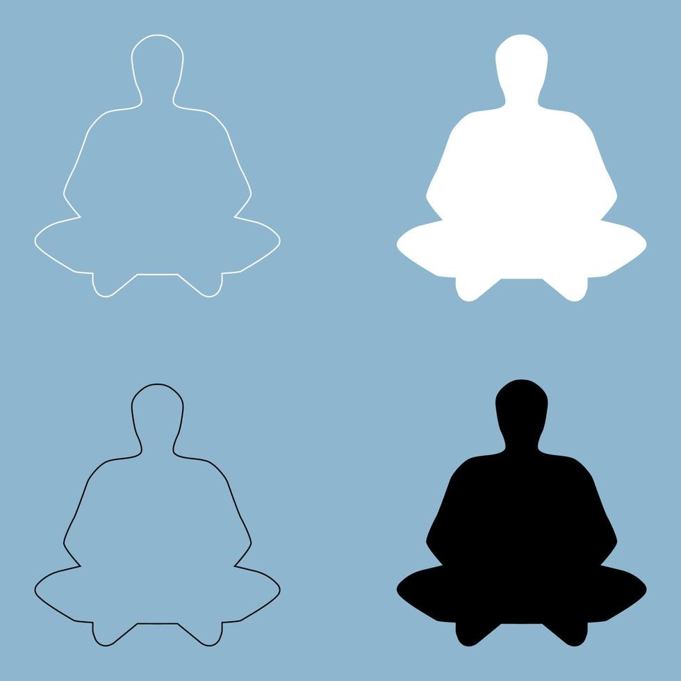 hombre de meditación el icono de color blanco y negro. vector