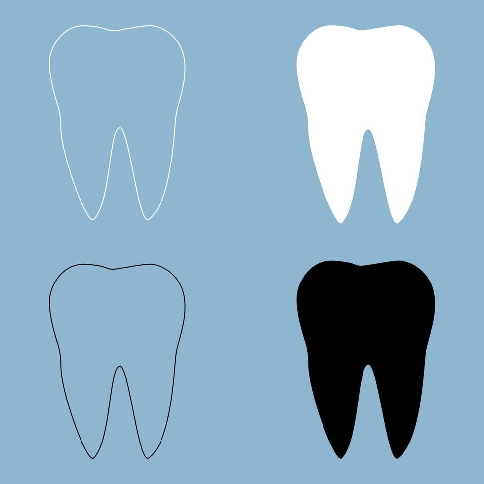 Tooth  the black and white color icon . vector