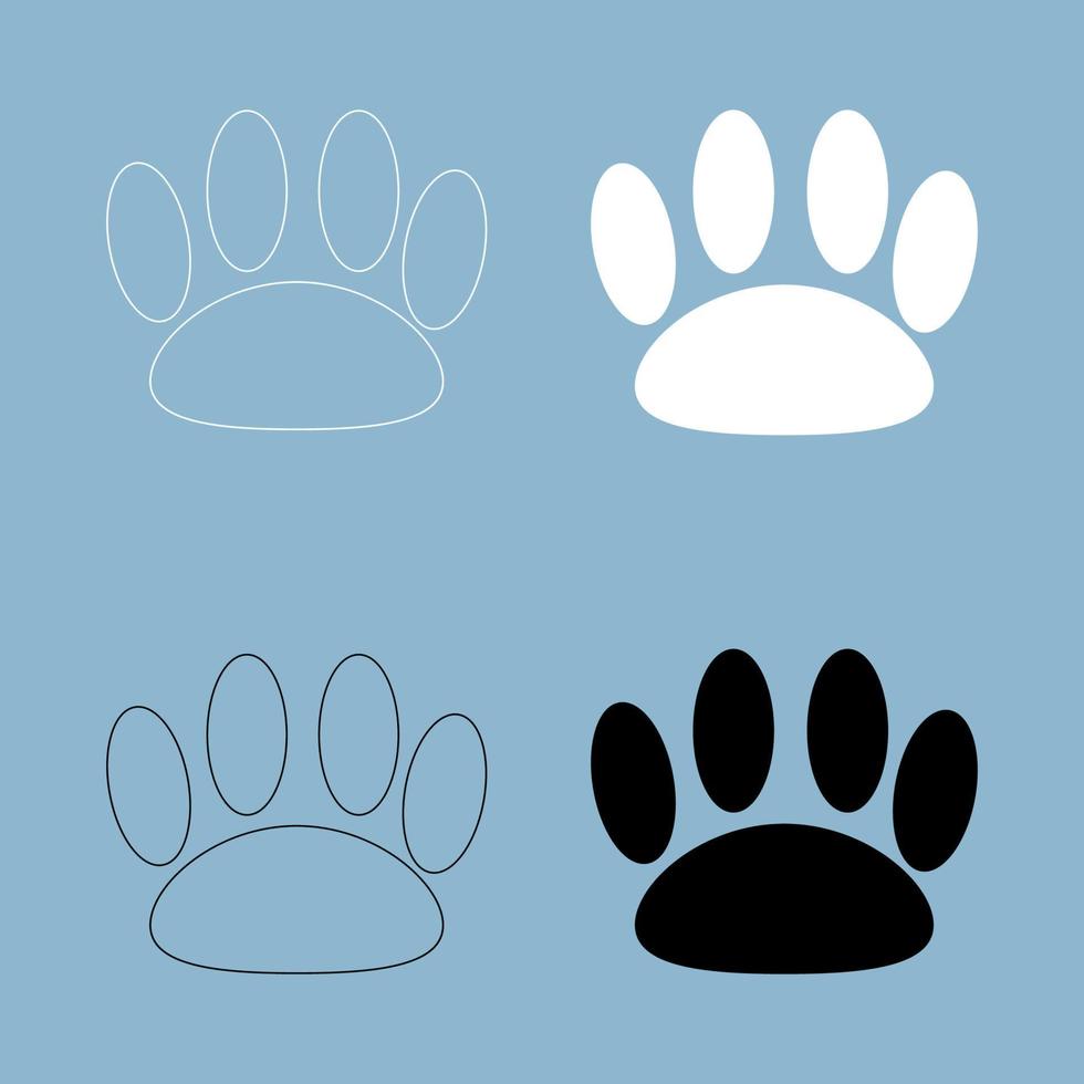 Animal footprint  the black and white color icon . vector