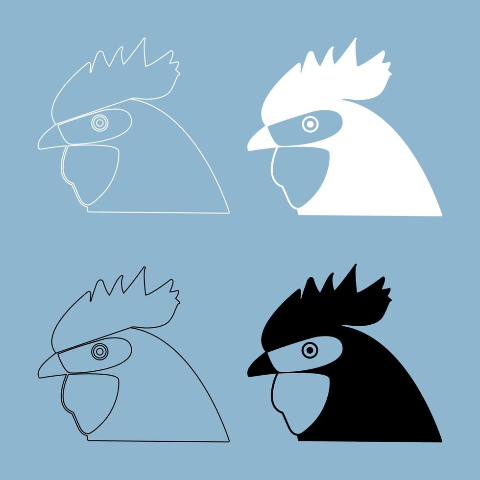 Rooster head  the black and white color icon . vector