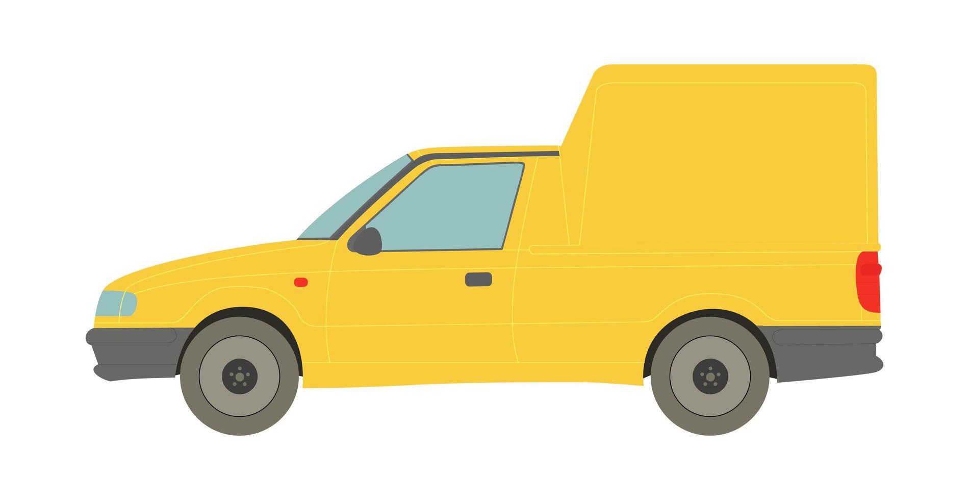 minivan de carga amarilla sobre un fondo blanco - vector