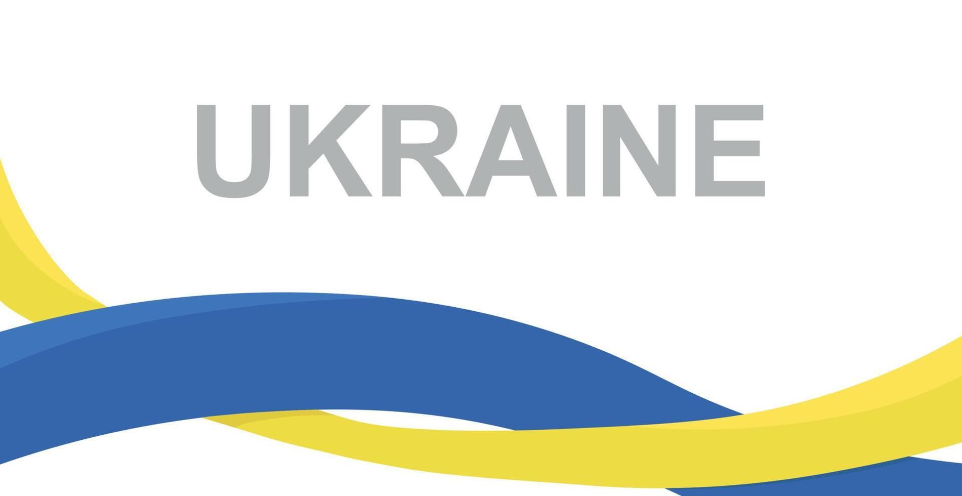 Fondo blanco panorámico abstracto línea naranja azul bandera de ucrania - vector