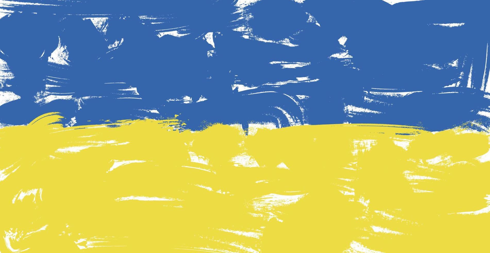 Abstract panoramic background blue-orange flag of Ukraine with brush strokes of paint - Vector