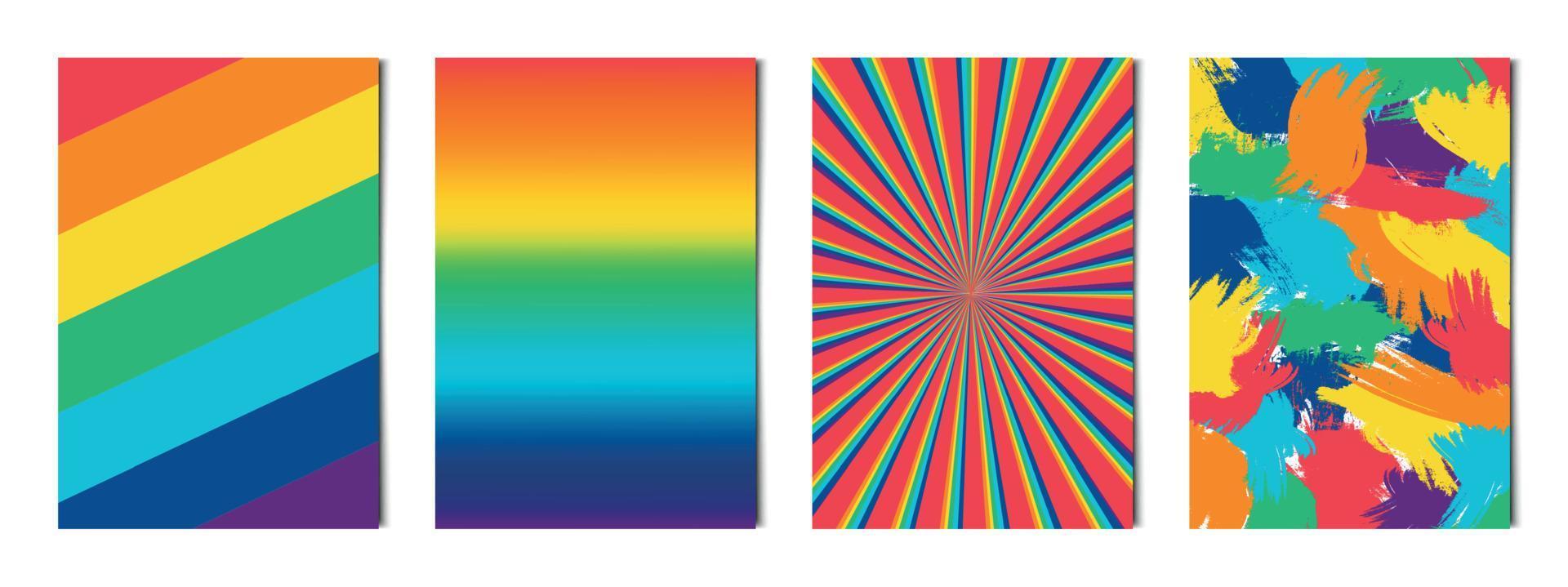 Set of 4 pcs abstract rainbow LGBT backgrounds posters for advertising, business cards and banners - Vector