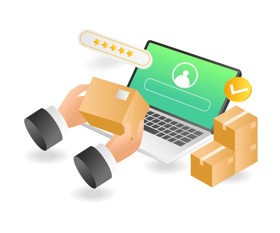 Flat isometric concept illustration. 24 hour online health service vector