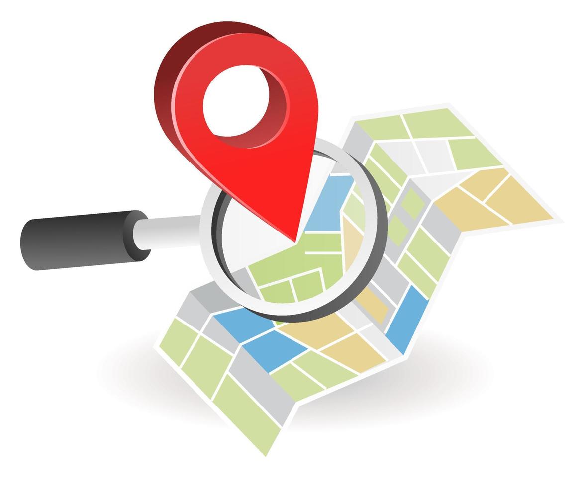 Landing page concept flat isometric illustration. map app find address by gps vector