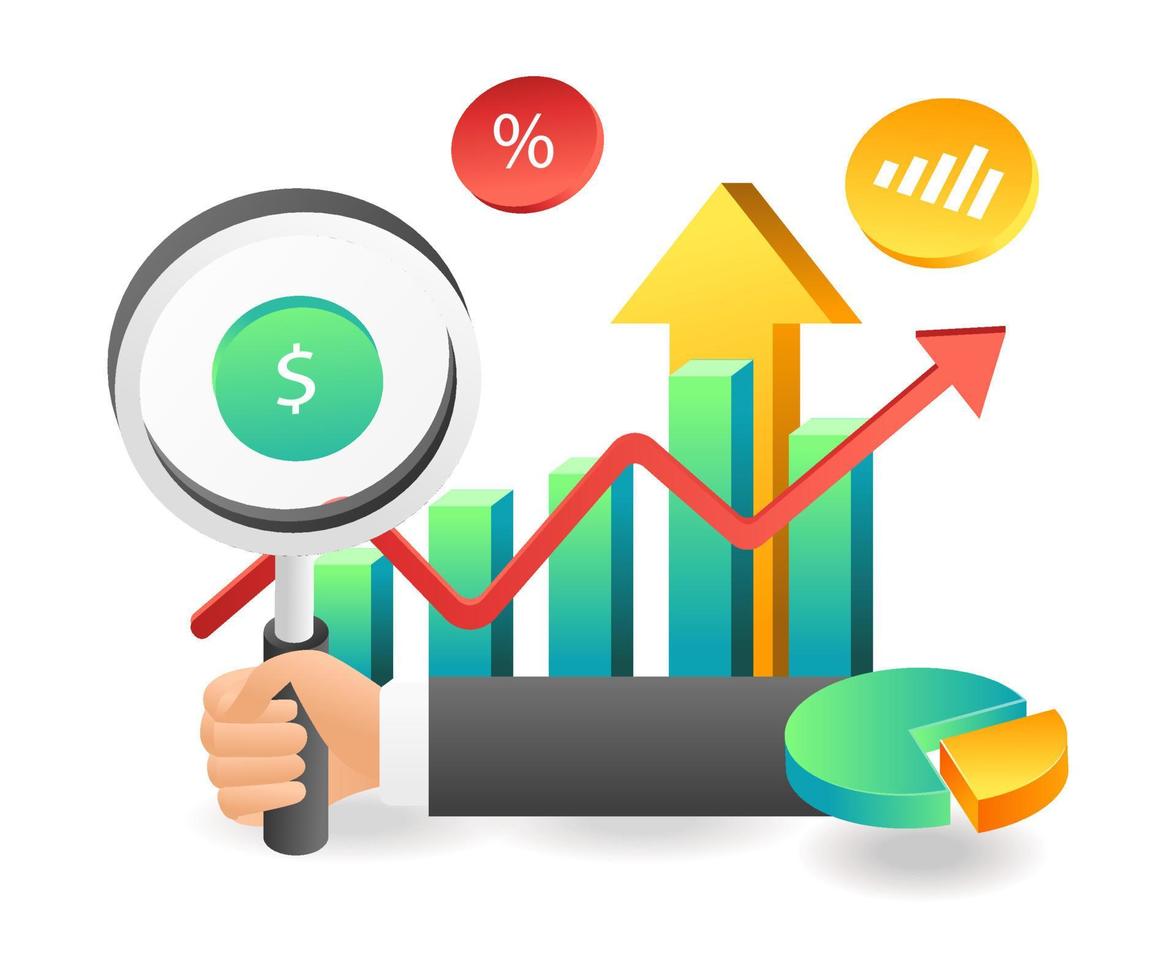 Flat isometric illustration concept. make money from investment vector