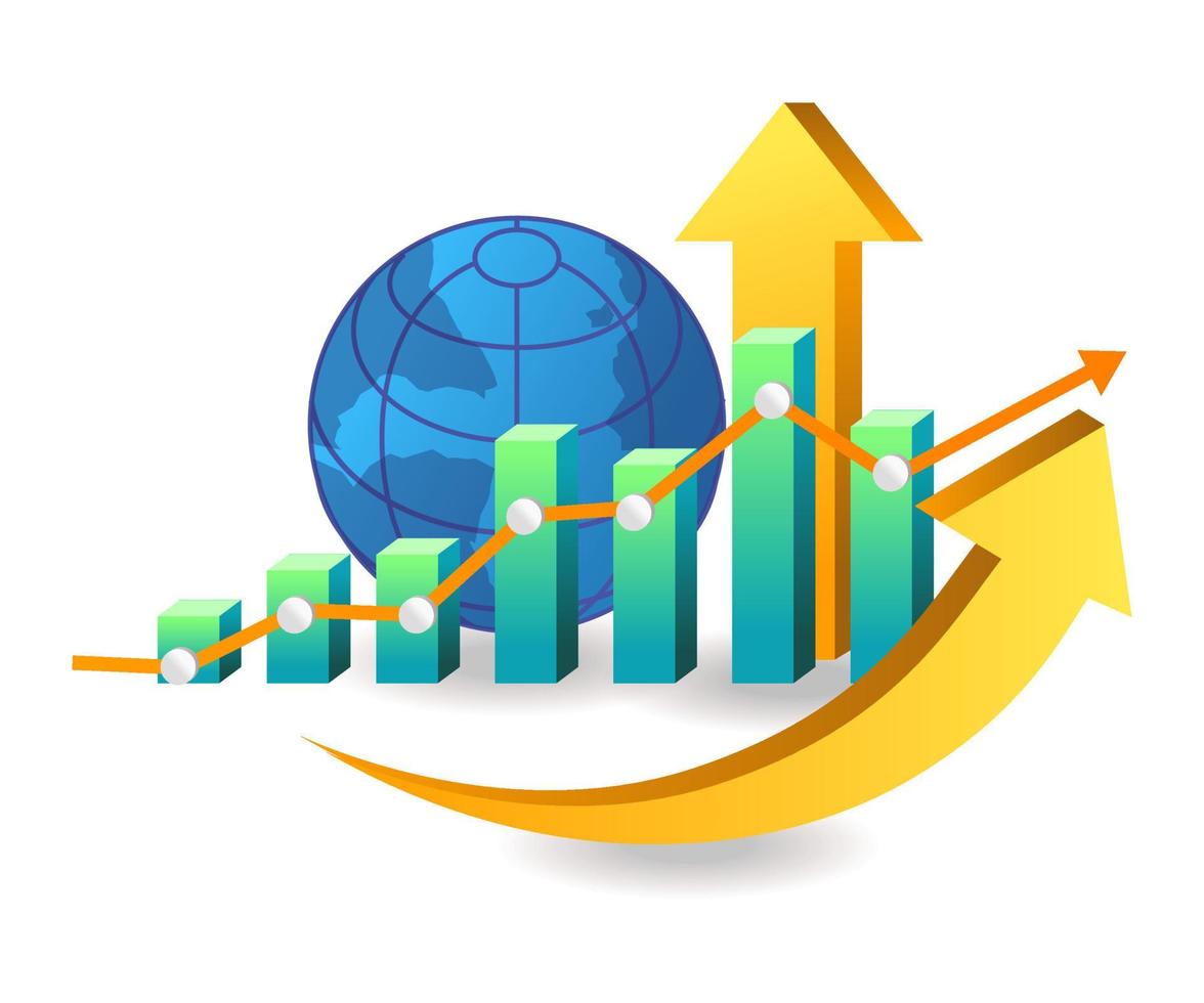 Flat isometric concept illustration. investment business world analysis symbol vector