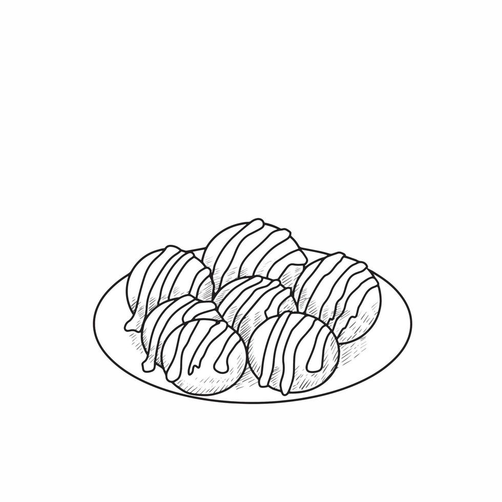 Takoyaki illustration on white background vector