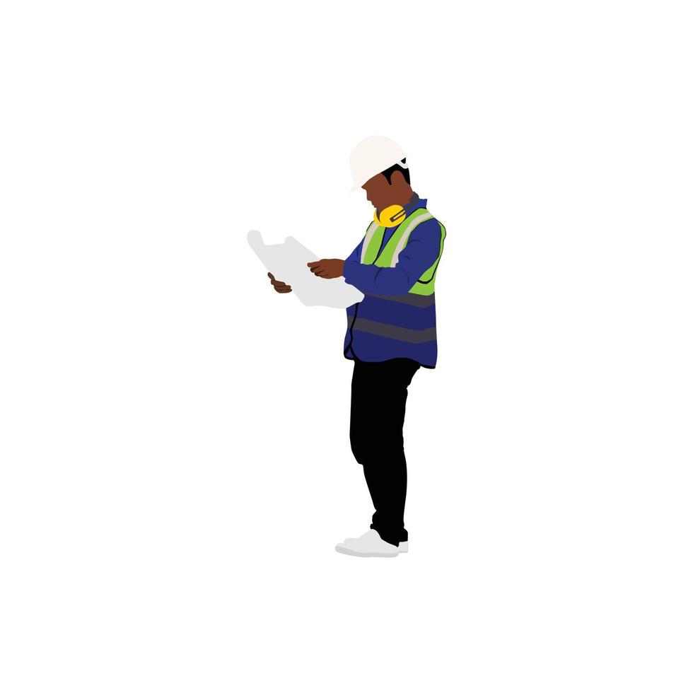 Vector illustration of engineers man holding a clipboard checklist cartoon character on white background