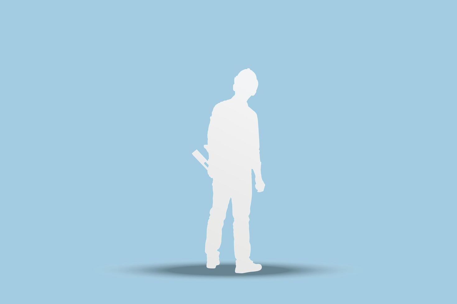 Engineer man cut out of paper on blue background, Paper cut style. Vector illustration