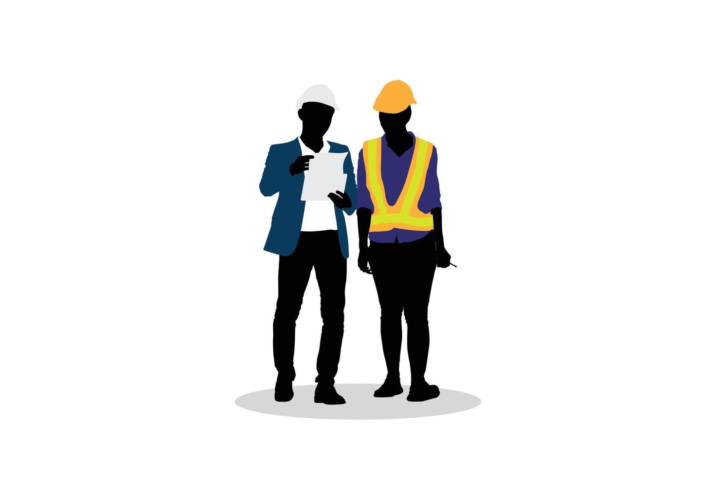 Industrial engineer and technician characters isolated cartoon vector illustration, Foreman and worker team