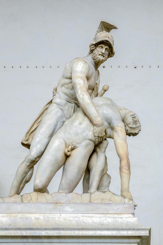 FLORENCE, TUSCANY, ITALY, 2019. Statue of Menelaus holding the body of Patroclus, Loggia dei Lanzi photo