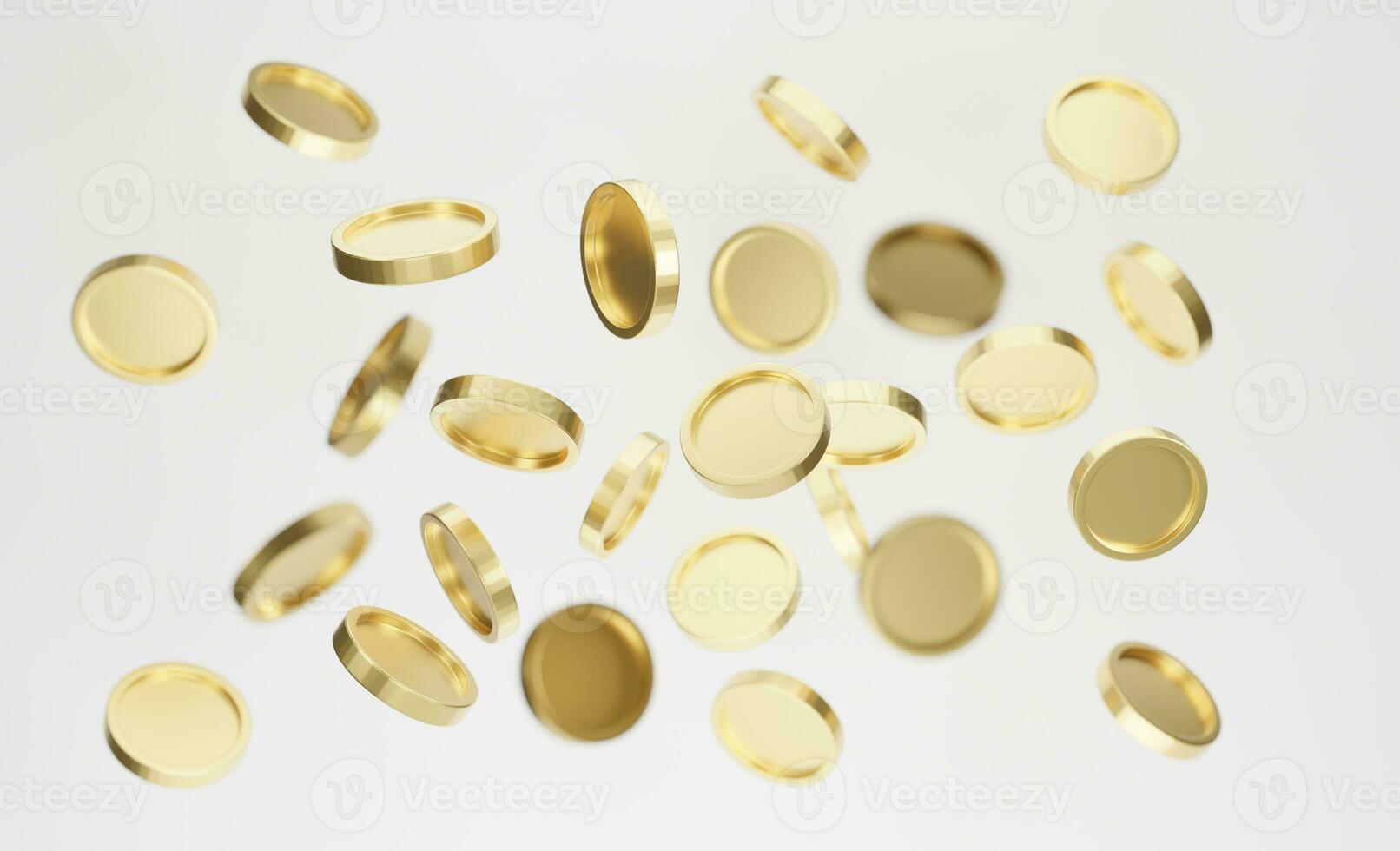 Explosion of golden coins on white background. Jackpot or casino poke concept. 3d rendering. photo