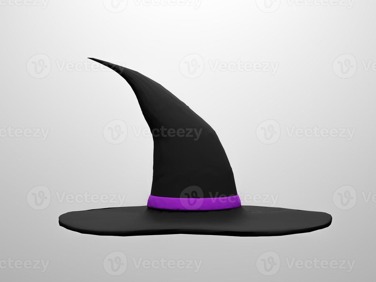 sombrero de bruja sobre fondo blanco para el día de halloween. procesamiento 3d, ilustración 3d. foto