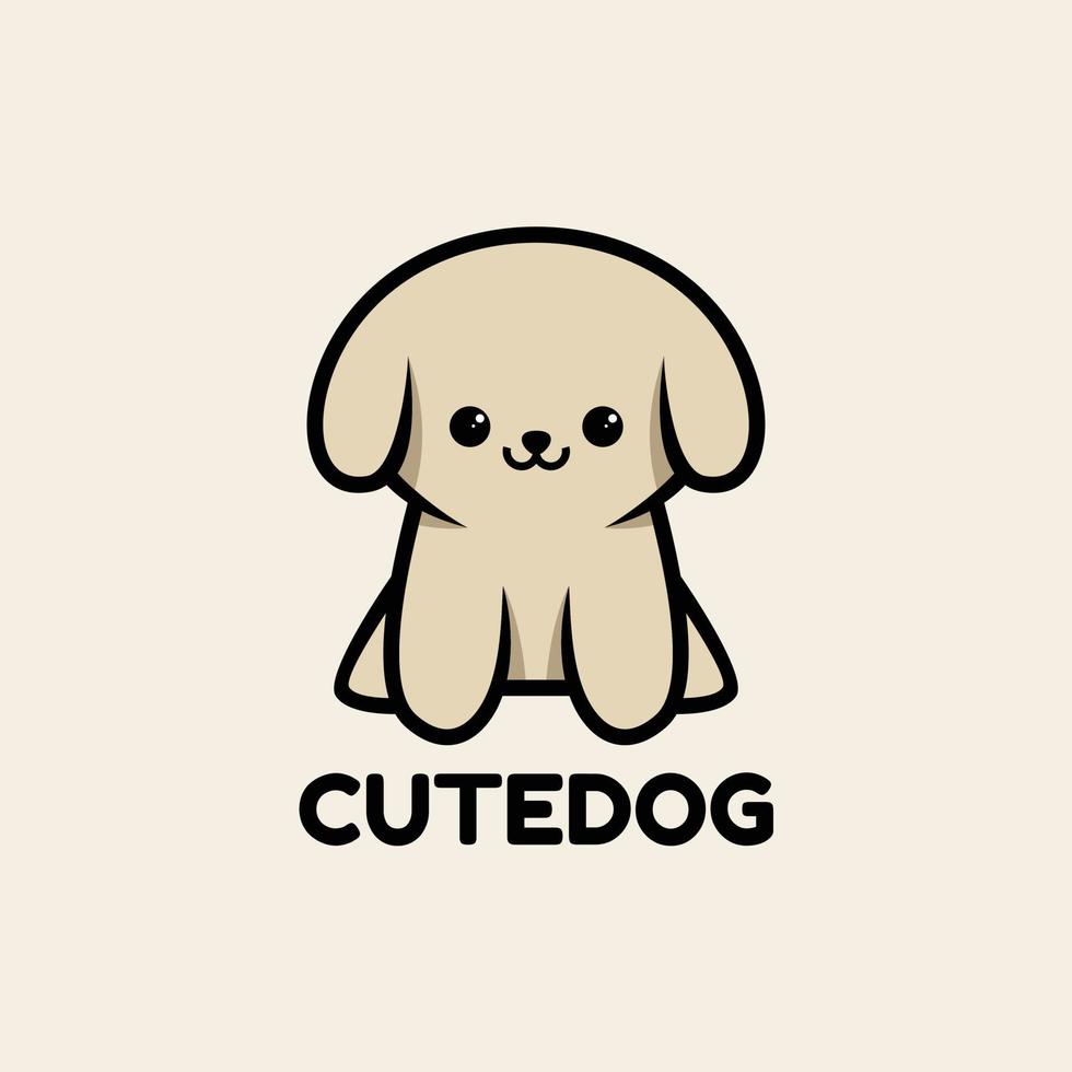 lindo perro de dibujos animados logo vista frontal premium vector