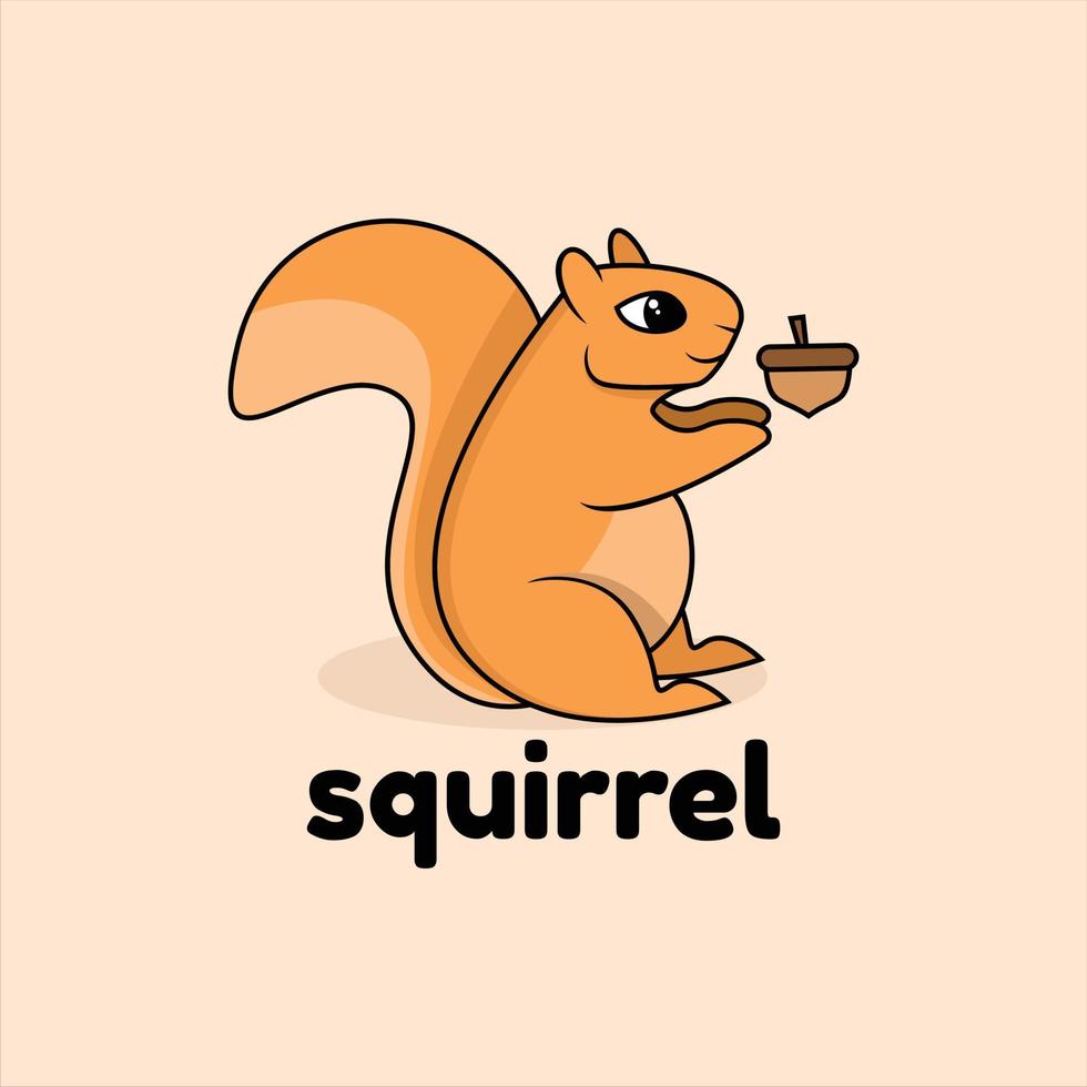 Side view cute cartoon squirrel logo Premium Vector