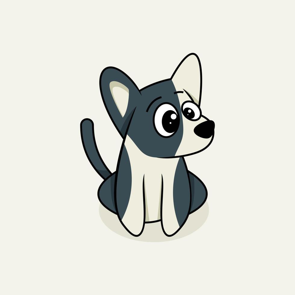 vector premium de dibujo de ilustración de dibujos animados de perro lindo minimalista simple