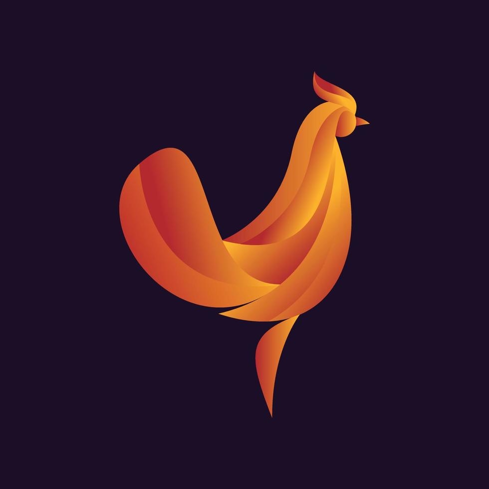 Golden gradient style rooster logo Premium Vector