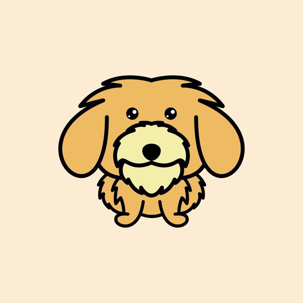 Simple minimalist cute dog cartoon illustration drawing Premium Vector